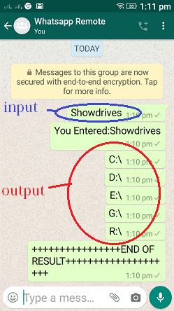 Showdrives Command, whatsapp cloud remote